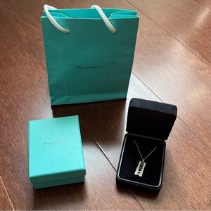 Tiffany & Co. Necklace Diamond 18K White Gold Atlas Pendant W/Tiffany Box & Bag